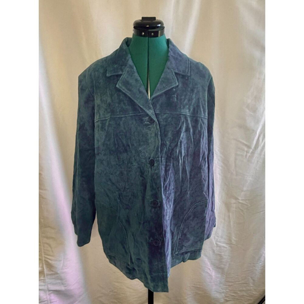 NWT Dialogue blue leather button up jacket. Size large.
